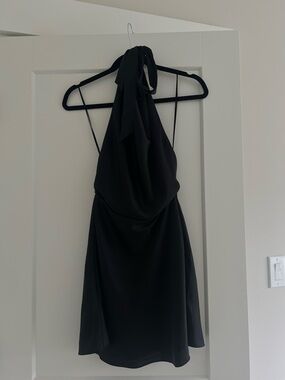 Aritzia Black Halter Neck Satin Dress - Women